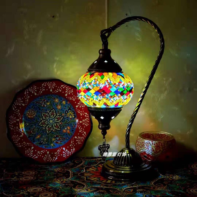 Exotic Moroccan Retro Mosaic Study Room Little Swan Cafe Living Room Dressing Table Decoration Bedside Table Lamp
