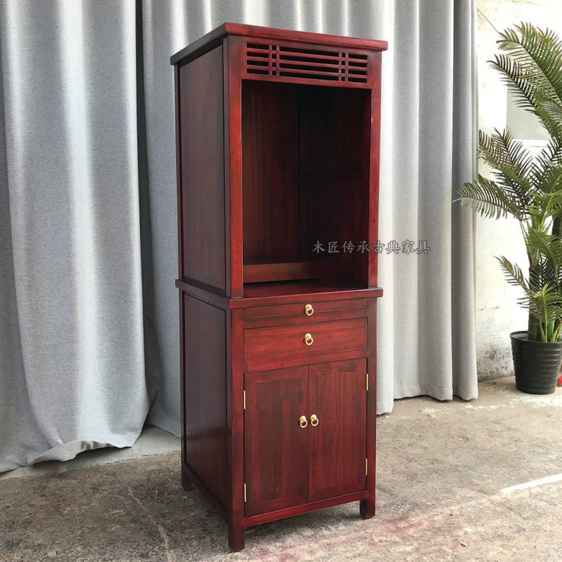 Solid wood standing cabinet New Chinese Buddhist niche Zhangmu Guanyin BodhisattBodhisattBodhisattBodhisattva is dedicated to the whole Zhangmu of the Gongkui Gongkui