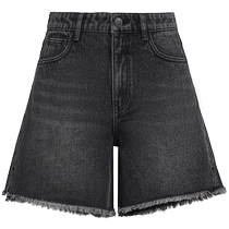 OCHIRLY European straight denim shorts womens frayed casual style retro street summer