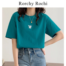 Day Ensemble Short Sleeve T-shirt Woman 2022 Summer Dress New Loose Pure Cotton Green Half Sleeve Embroidered Blouse Overfire