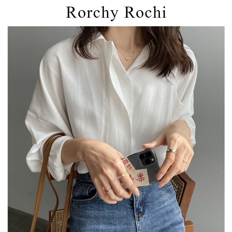 Japanese white shirt women's spring and autumn 2022 loose drape feeling revival ancient Port flavor thin top casual long-sleeved shirt