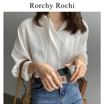 Day Ensemble White Shirt Woman Spring Autumn 2022 Loose Pituality Retro Port Taste Thin blouse Casual Long Sleeve Shirt