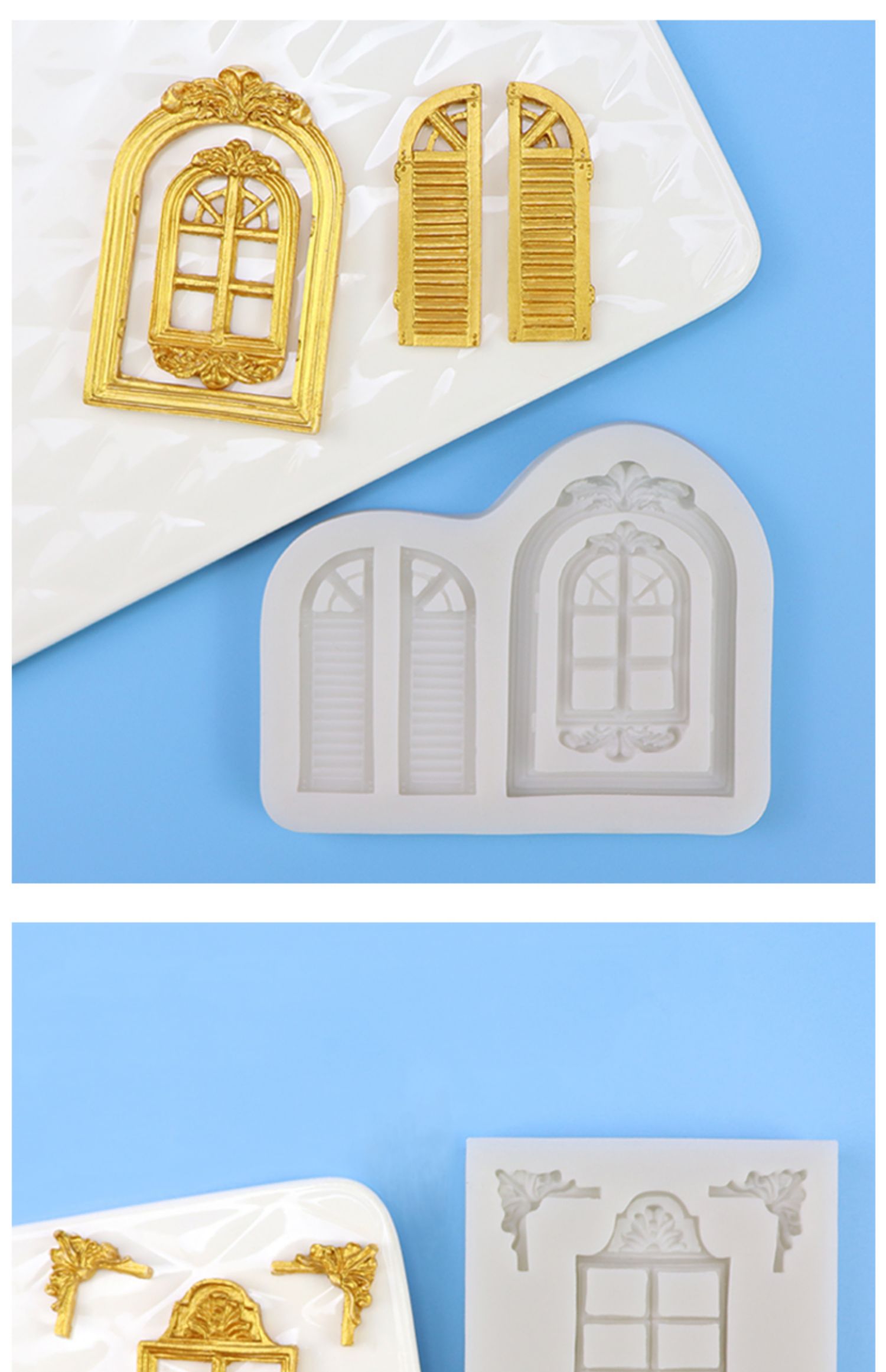 Châu Âu cửa sổ fondant silicone khuôn nướng bánh trang trí cổ điển biệt thự cửa lâu đài cửa sô cô la khuôn - Tự làm khuôn nướng khuôn bánh trung thu