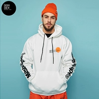 Masterape 18AW tay áo in logo màu cam trùm đầu trùm đầu cộng với áo len nhung nam và nữ quà tặng vòng chìa khóa hoodie màu be