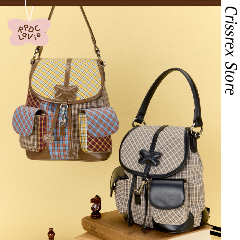 Crissrex Store Rpdclavie "Checkered Street Corner" Plaid Backpack Street Style Travel Bag