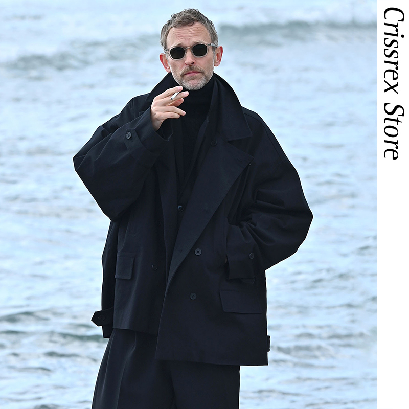 Crissrex Store Livingtown Cluel Magazine Special Edition Double-Breasted Short Trench Coat