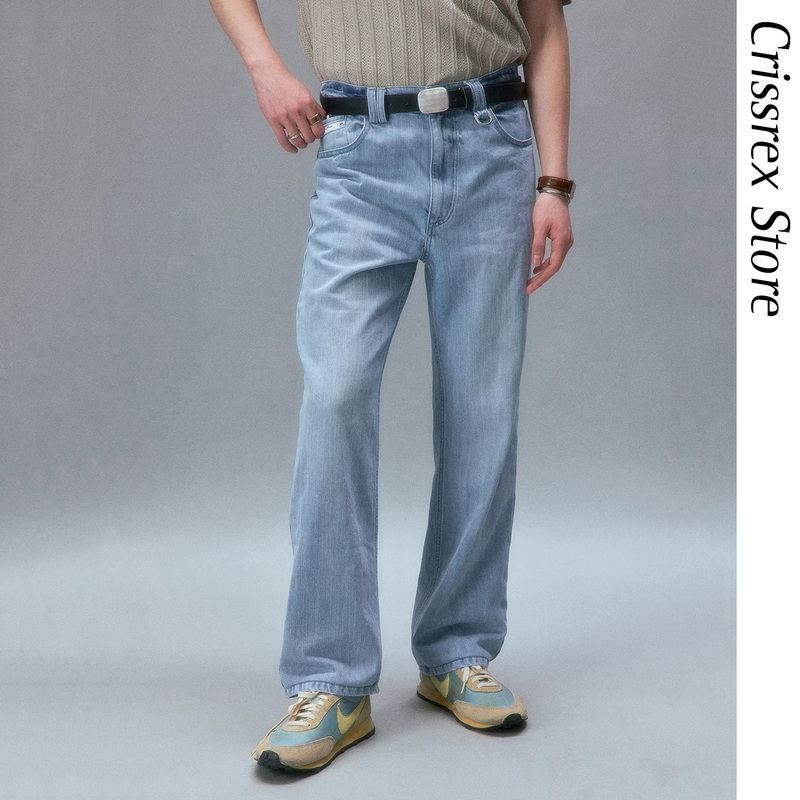 Crissrex Store Chemical Products Pete's Fitted Straight-Leg Jeans P3_Blk/Blu_Jeans
