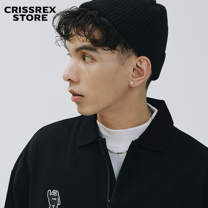 Crissrex Store SAMESAME Mascot Casual Polo Shirt Long Sleeves Loose Couples Base Top