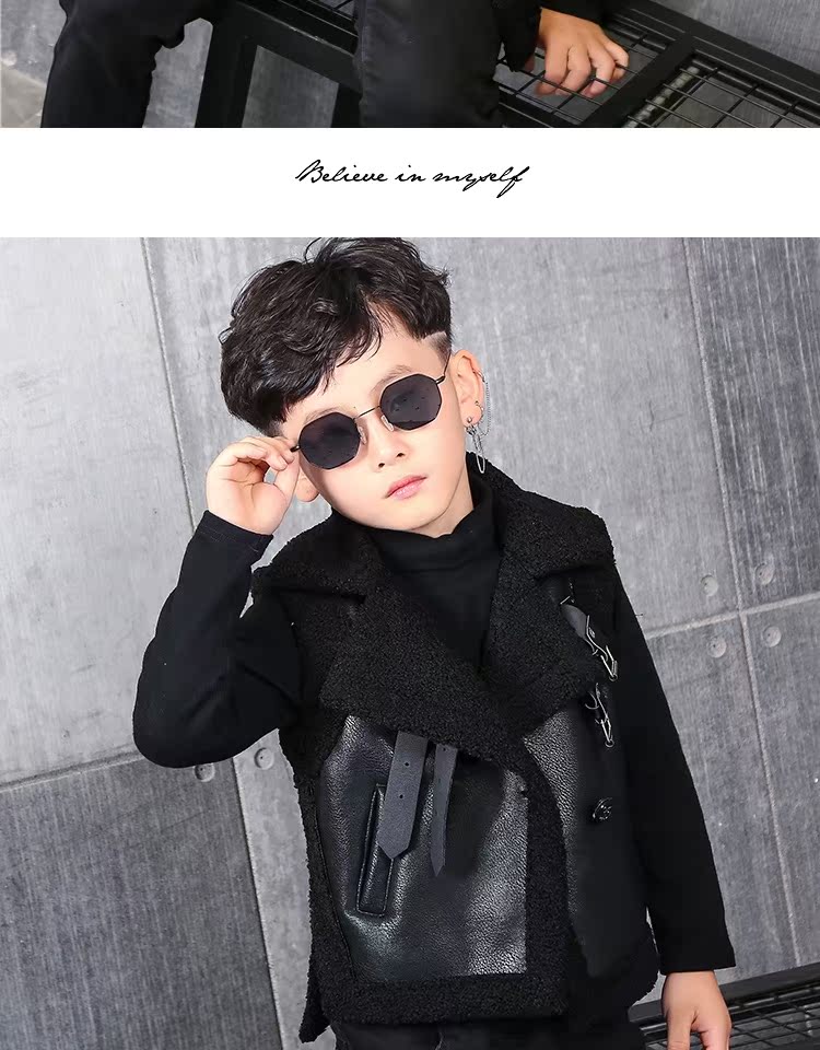 Áo khoác vest da bé trai 2018 mới thu đông phiên bản Hàn Quốc của bé trai lớn bé ấm áp vest bé mặc ngoài thủy triều áo khoác bé trai