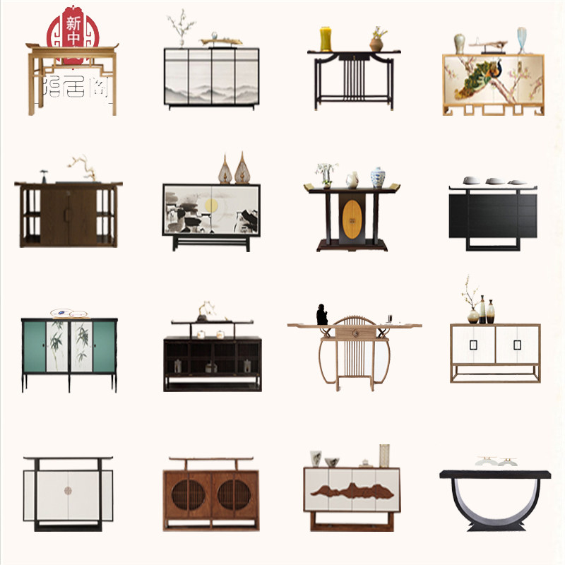 New Chinese Solid Wood Hyun Guan Cabinet Modern Zen of Xuanguan Table Hotel Decorative Cabinet Shoes Cabinet Chinese Xuan Guan Terrace Dining Cabinet