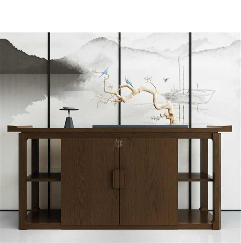 New Chinese style dining cabinet solid wood home overall cabinet modern minimalist living room wine cabinet storage cabinet kitchen side cabinet tea cabinet