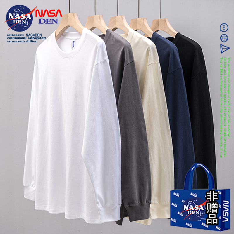 NASA Joint Pure Cotton Long Sleeve T-Shirt Men's Fall Han Edition Loose 100 Ride Currents and Lovers With the Bottom Shirt Shirt-Taobao