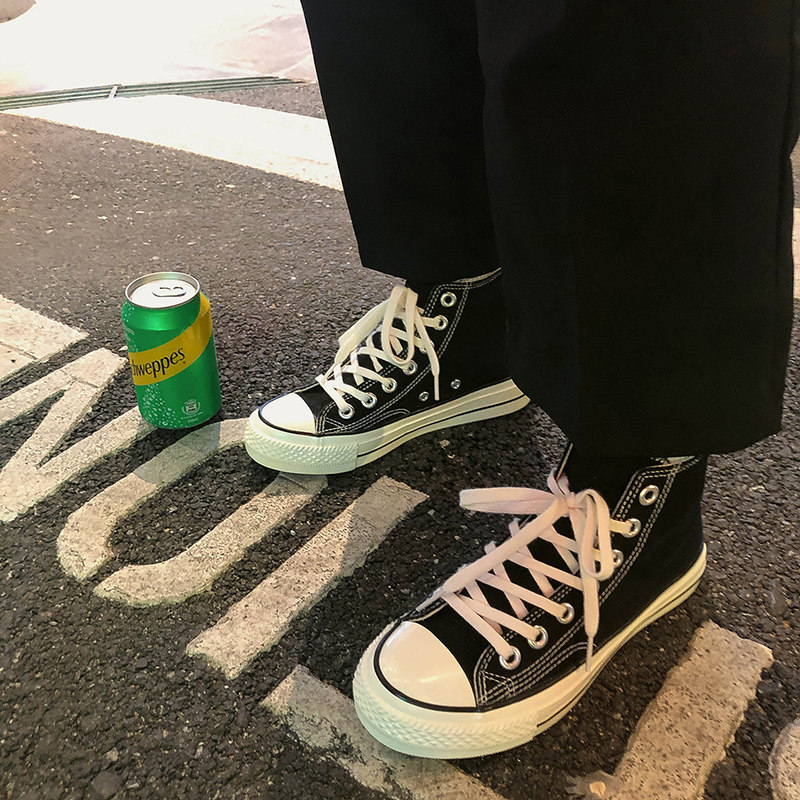 Lin Xiansan all-match high-top canvas shoes women's spring and autumn style retro Hong Kong flavor plate shoes ins street shooting trend 2022 new style