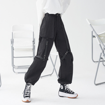 Gravity Museum webbing overalls women 2021 New straight pants loose function wind tie pants