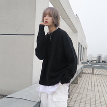 Gravity museum) round neck solid color short sweater womens 2019 autumn loose base sweater knitted top K