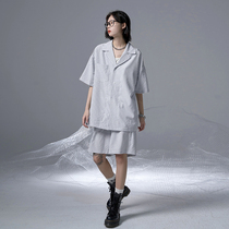 Gravity Museum summer thin plaid suit casual can wear home clothes loose pajamas two pieces K