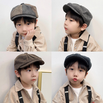 Childrens hat tide autumn and winter new boys and girls Japanese octagonal hat hairy beret foreign atmosphere Korean painter hat