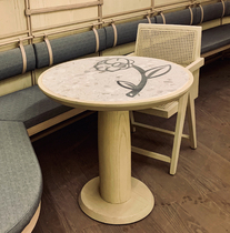 Custom-made Marble Cafe Milk Tea Shop Sweet Shop West Restaurant Net Red Shop Round Table Negotiation Table