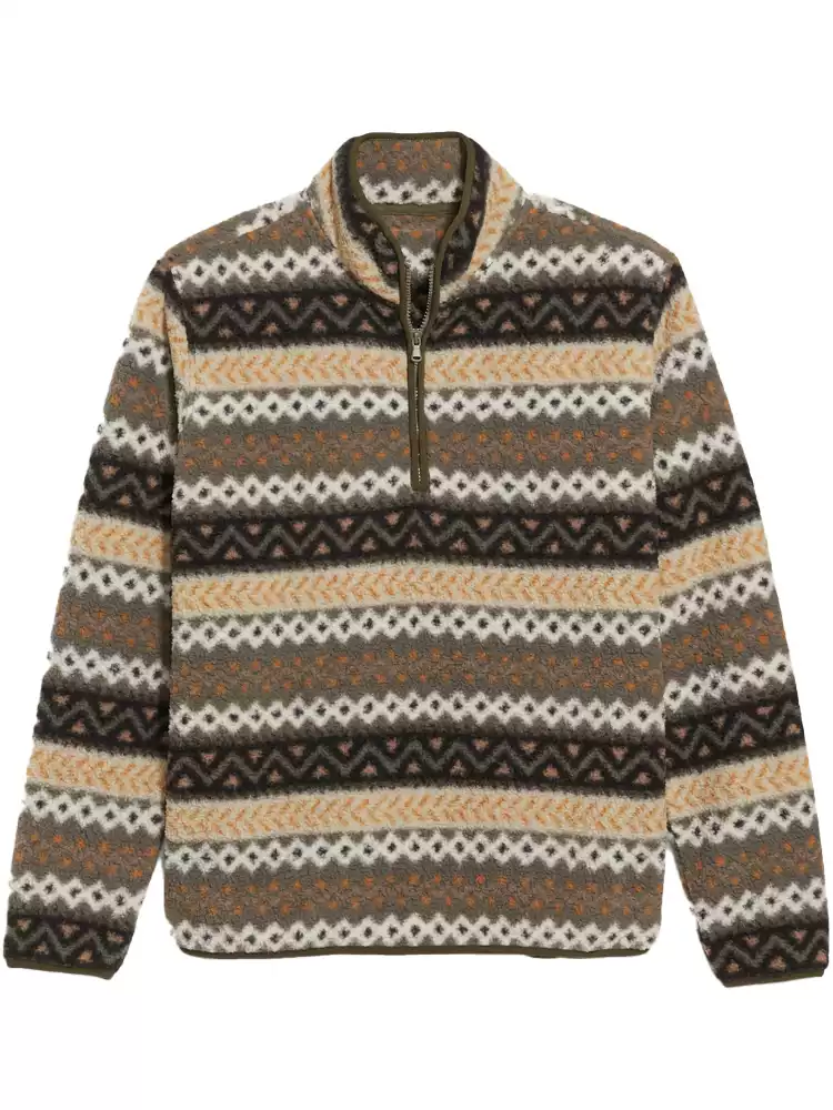 Old navy half-open zipper stand-up collar cashmeretopsoutwear men's plaid inner outwearloose version