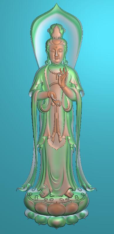 Jade carving station floating with a fine sculpture of Guanyin