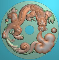 Jade carving fine carving map computer engraving jd map round Pixiu 521yy