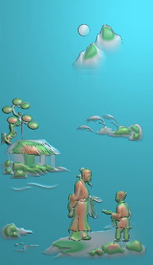 Finely Carved Illustration of embossed jade sculpted landscape figure 3-Taobao