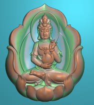 Finely carved jade lotus leaf wrapped Guanyin A1 computer engraving