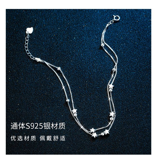 Ngôi sao bóng hoa S925 Sterling bạc Vòng chân nữ Thời trang nhỏ tươi mát Phụ nữ đôi vòng chân ngôi sao năm cánh Trí tuệ - Vòng chân