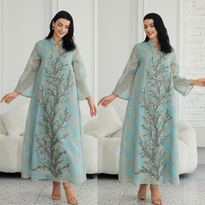 2026 European and American Home Dresses, Fashionable Travel Embroidered Sequin Long Dresses, Plus Size Women's Clothing Dresses Woman