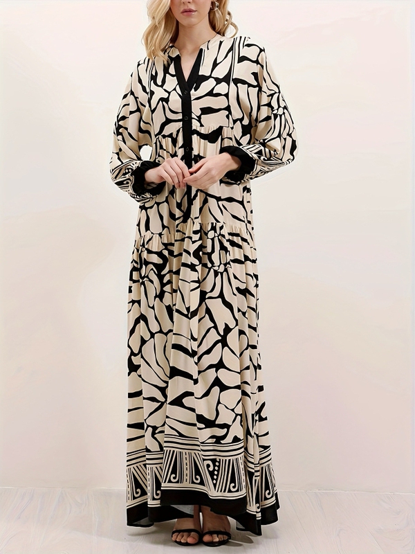 2026 European and American Home Dresses, Fashionable Travel Long Dresses, Soft Printed Long Shirts Dresses Woman