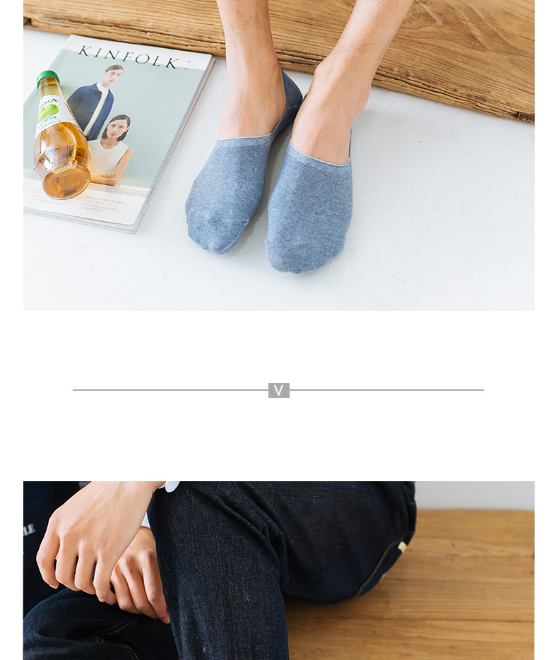 12 đôi vớ nam vớ mùa xuân và mùa hè cotton mỏng nam vớ silicone chống trượt nông vớ đơn giản màu rắn vớ vô hình đặt thỏ - Vớ mắt cá chân tất