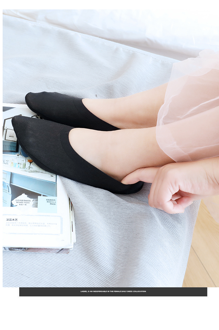 Rex thỏ mùa xuân và mùa hè băng lụa đậu giày vớ vớ nông vớ vớ chống trượt silicone chống trượt tất nữ vô hình quần tất nữ