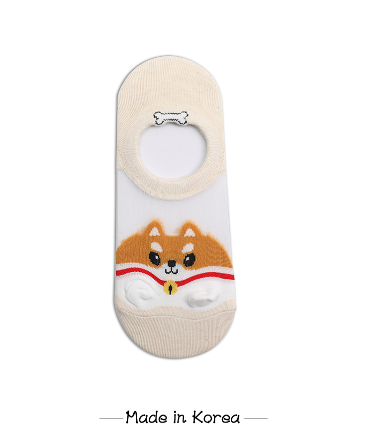 Vớ Hàn Quốc Nhập khẩu Cotton Nữ Dễ thương Shiba Inu Thuyền Vớ Mèo Trượt Mềm Chị Sinh Viên Vớ Nông Vô Hình - Vớ hàng tuần tất khử mùi