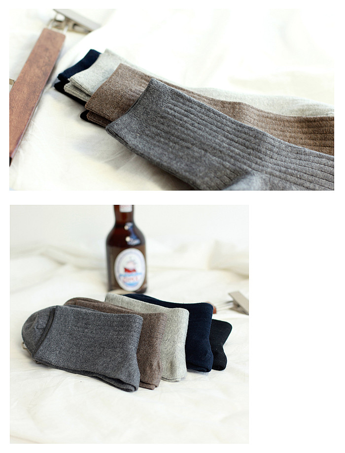 Rex Rabbit vớ Mùa thu và mùa đông Bông mới không xương Seam kinh doanh Vớ màu đơn giản Vớ cotton nam đơn giản vớ adidas