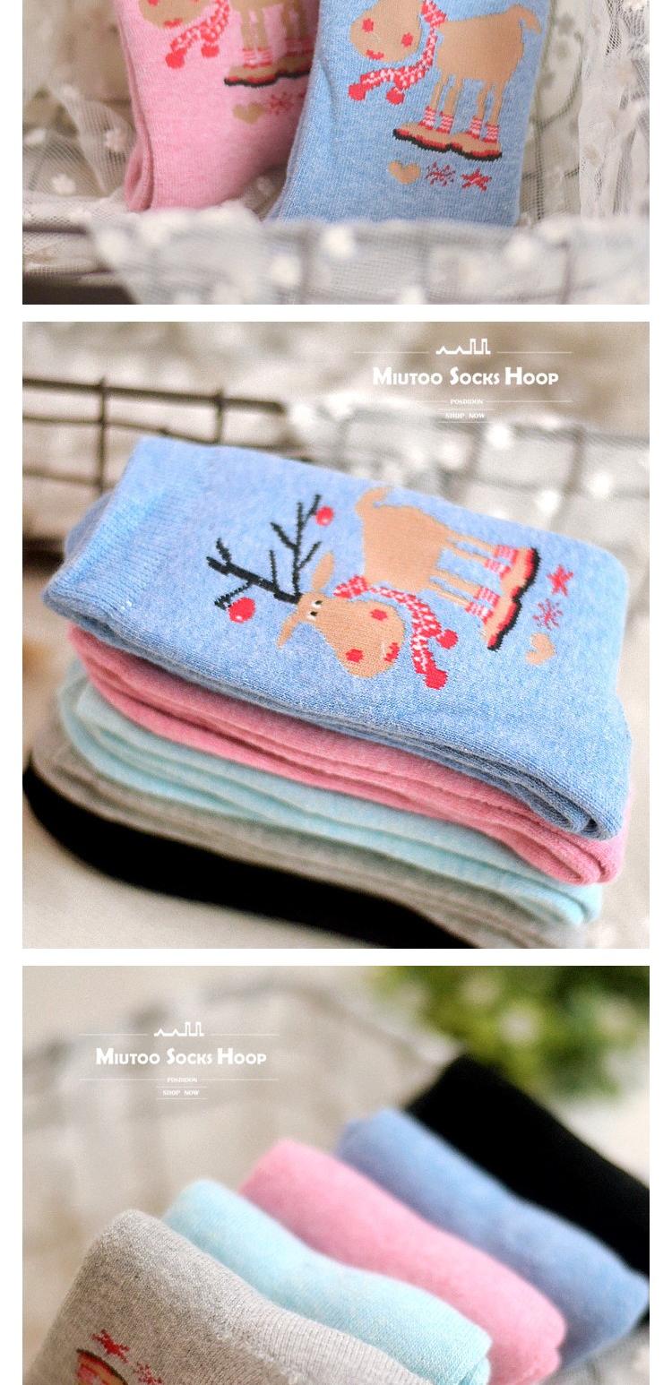 Mùa thu và mùa đông Tất cotton Nhật Bản ấm lên dày phim hoạt hình hươu terry cotton nữ vớ vớ trong ống đầy 48 tất kháng khuẩn khử mùi