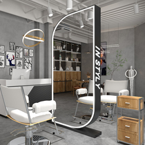 High-end Internet celebrity hair salon perm and dye barber shop hair salon special mirror with light double-sided floor mirror table simple new style