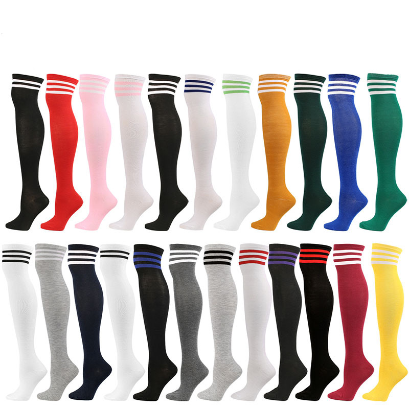 Three-Stripe Over-The-Knee Socks, Versatile Dance Stockings, Jacquard Breathable High Socks, Stage Photography, Dance Group, Sporty Style Three-Stripe Over-The-Knee Socks, Versatile Dance Stockings, Jacquard Breathable High Socks, Stage Photography, Dance Group, Sporty Style