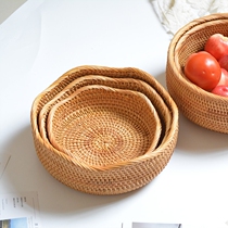 Vietnamese Rattan-knitted containing basket Woven Wavy Box Living-room Table floras with Gonal Candy Tray Fruit Tray Fruit Jewelry Containing Basket