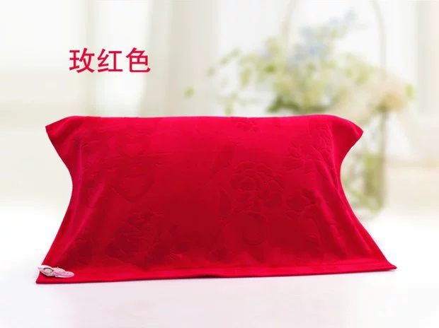 Khăn trải giường bằng vải cotton nguyên chất Sanqi hi từ hoa cắt nhung tăng dày 58 * 85 cưới vợ chồng khăn bông - Khăn gối