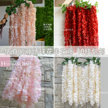 Simulation hydrangea vine wedding flower art wedding decoration banquet ceiling fake vine Big red wisteria strip flower string