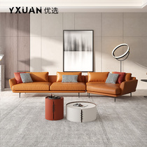 Leather Sofa Hairdryer Light Luxury Light Living Room Modern Simple Corner Sofa Furniture Combination Set Leather Art Sofa