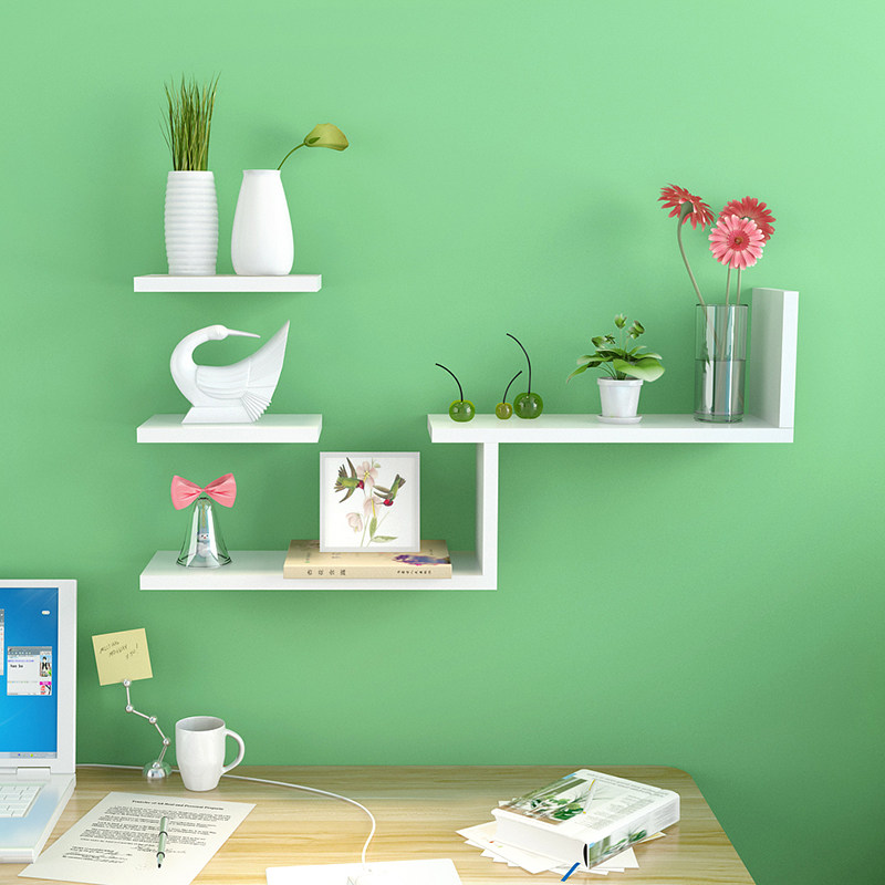 Wall rack bedside creative simple bookshelf partition wall wall hanging bedroom background wall decoration one word