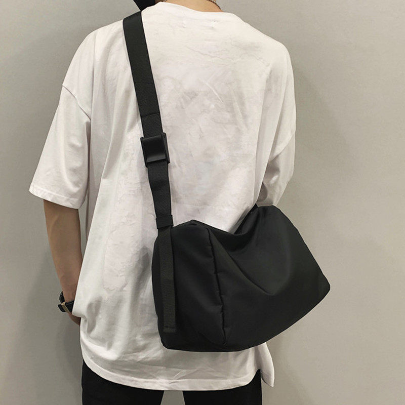Cloth bag men's messenger bag ins tide brand large-capacity college students casual simple wild school bag Japanese shoulder bag