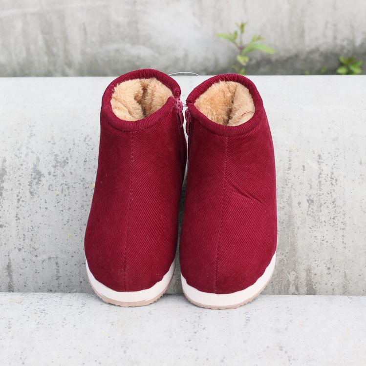 Mùa đông nam và nữ giày cotton đế bằng chống trượt cao giúp tay cộng với nhung ấm giày cũ Giày cotton giày nhà giầy giày cao cổ trắng