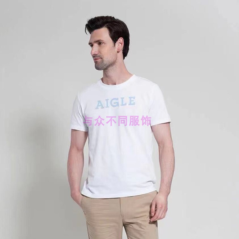 Ex-gratia Summer France Agaard AIGLE white short sleeve T-shirt men letter LOGO speed dry anti-UV breathable 
