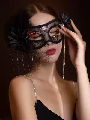Black lace sexy goddess dress up mask birthday party photo decorations masquerade props