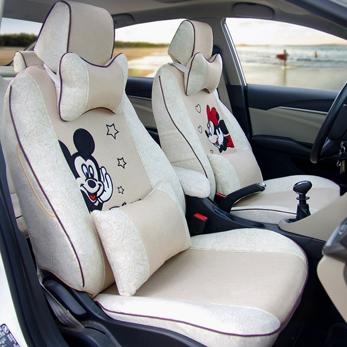 Nissan Tiida car seat cover all-inclusive four seasons linen KT cat cartoon seat cover net red goddess special cushion cover - Taobao