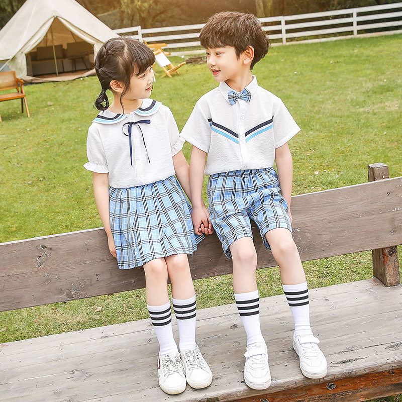 Kindergarten garden clothes summer school style children graduation photos clothing summer short-sleeved class clothes set primary school uniforms