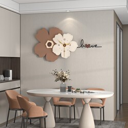 Internet-Famous Cream-Style Floral Clock, Modern Minimalist Home Dining Room Decorative Background Wall Clock, Living Room Entrance Clock