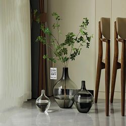 High-End Style Hanging Bell Orchid, Nandina, Horsewood, Glass Large Belly Vase, Floor-Standing Holly Vase, Decorative Piece for Living Room Flower Arrangement